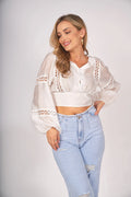 WHITE BRODERIE LACE BLOUSE